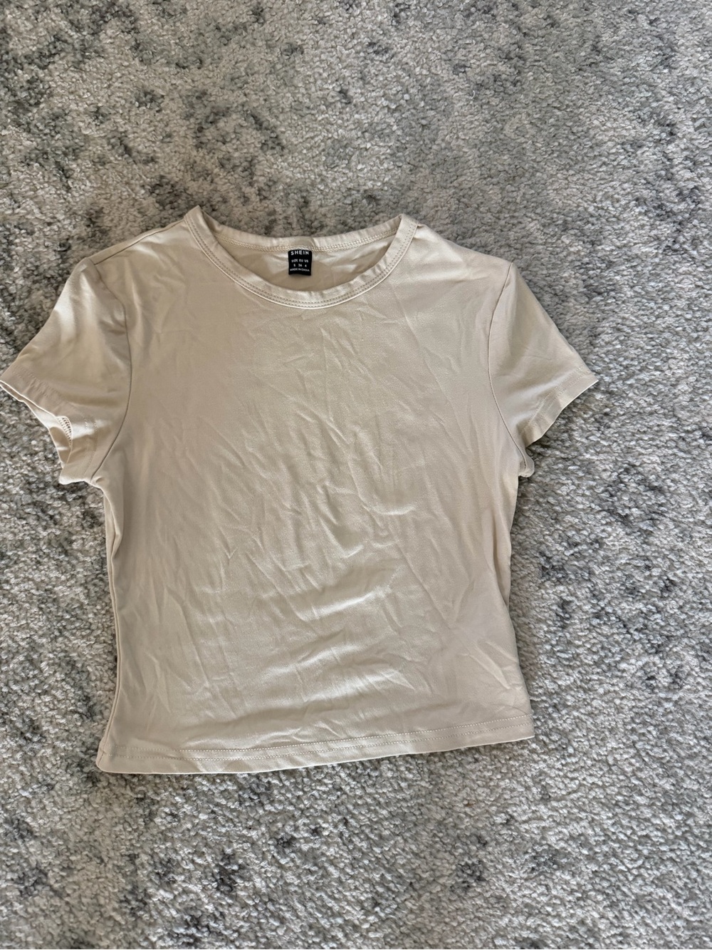 SHEIN Cream Short Sleeve Crewneck Tee
